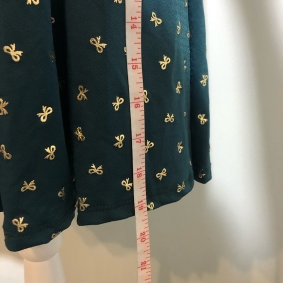 NWOT ModCloth Jessy B Skirt Green Gold Bows New - Picture 8 of 8